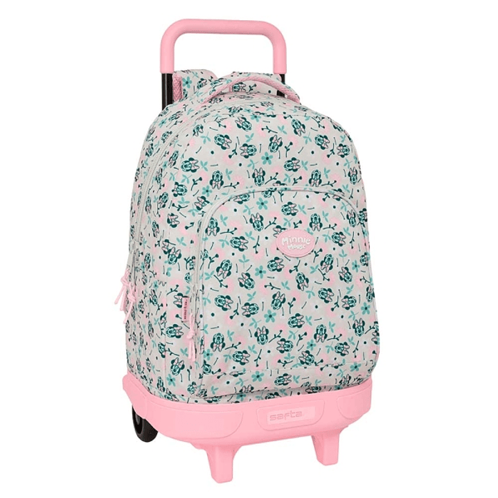 Safta Minnie Mouse Minty Mochila con Carro - 2 Compartimentos - Bolsillo Frontal - Portabotellas - Acolchado - Cubre Ruedas - 44L - Asa de Mano - 320x 1