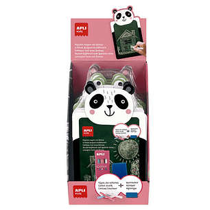 Apli Expositor de 9 Packs de Pizarra para Tiza con Forma de Animal + Caja de 3 Tizas de Colores y Borrador - Medidas 260x155x15mm - Diseños Rana, Oso 