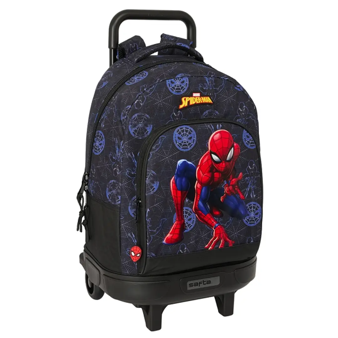 Safta Spider-Man Attack Mochila con Carro Integrado - Extraible para Facilitar su Limpieza - Base Reforzada - Asa Extraible - 33x45x22cm - Color Negro 1
