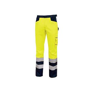 Upower Light Pantalon de Trabajo con Multiples Bolsillos - Talla 4XL - Eslinga para Martillo, Cintura Elastica, Rodillas Preformadas, Rayas Reflectant