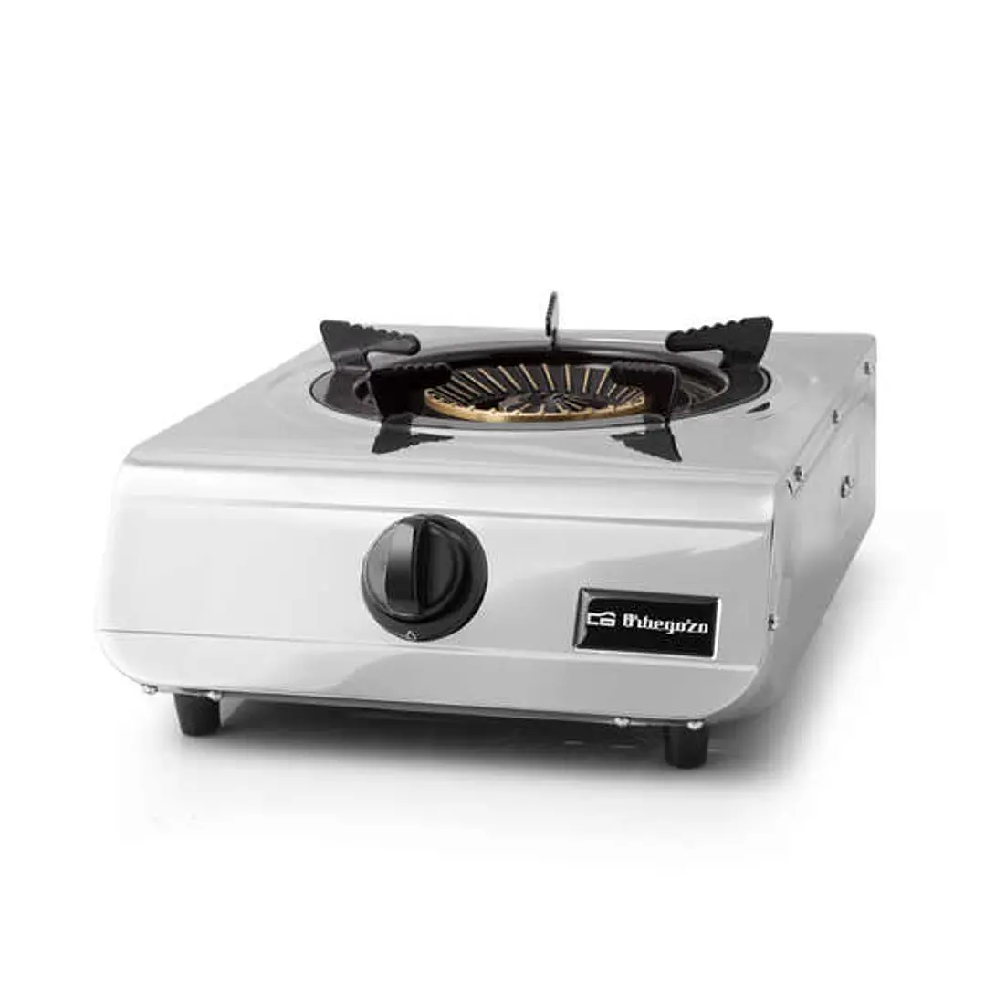 Orbegozo FO 1710 Hornillo a Gas Inoxidable - Quemador Triple Corona 4.3kW - Seguridad Termopar - Encendido Piezoelectrico - Compacto y Versatil 1