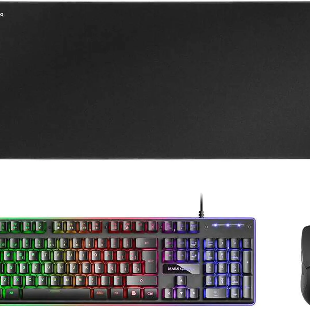 Mars Gaming Pack Premium 3 en 1 Teclado hibrido H-MECH, Raton Ultra Ligero 10K y Alfombrilla XXL - Compatibilidad Universal - Tecnologia H-MECH - Ilum 1