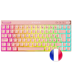 Mars Gaming Teclado Premium - Triple Conexion - Tamaño Ultra-Compacto 75% - Switch Outemu SQ Pro Azul - Iluminacion RGB - Bateria 200h - Frances - Col