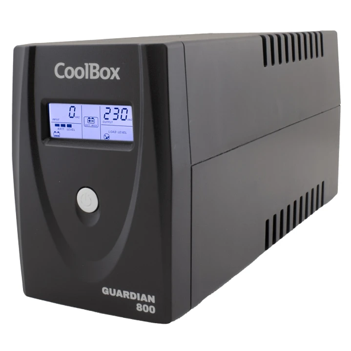 Coolbox Guardian3 SAI 800VA UPS 480W - 2x Schukos - USB - RJ45 - Proteccion Completa Frente a Picos de Tension y Cortes de Suministro - Pantalla LCD 1
