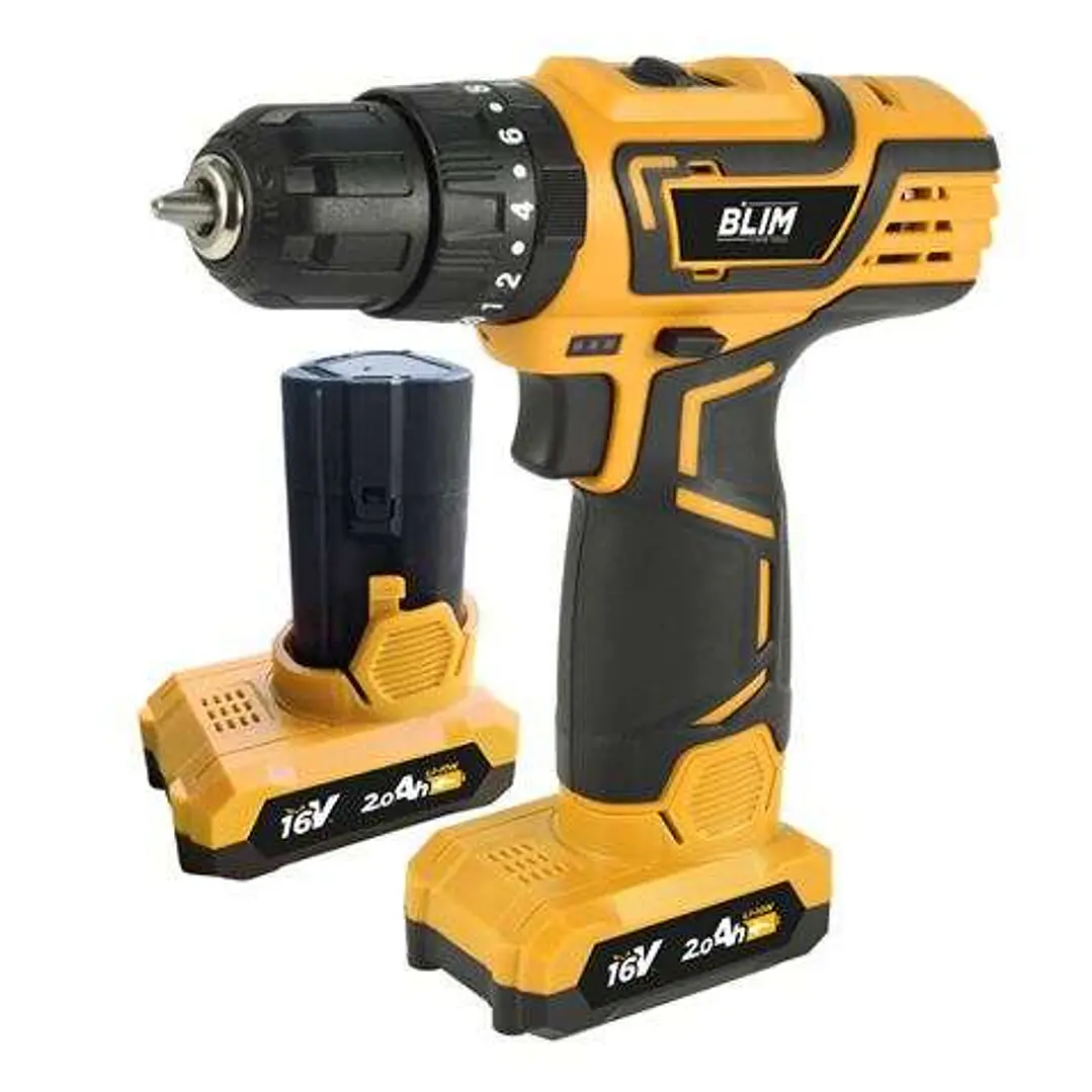 Blim Taladro Percutor a Bateria 16V 2Ah - 30Nm Par Maximo - 2 Velocidades 0-400/0-1500rpm - Incluye 2 Baterias y Maletin de Transporte 1