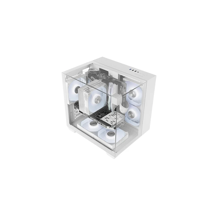 Mars Gaming MC-VISIONM Minitorre Ultracompacta - Soporte para Refrigeracion Liquida hasta 240mm - Triple Cristal Templado - Soporte MicroATX/Mini-ITX  1