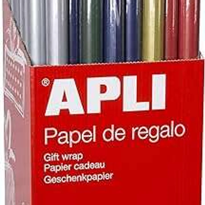 Apli Expositor de 55 Rollos de Papel Regalo Kraft - 11 Rollos por Color - Medidas del Rollo 0.70x2m - Colores Azul Oscuro, Verde Oscuro, Rojo, Oro y P 1