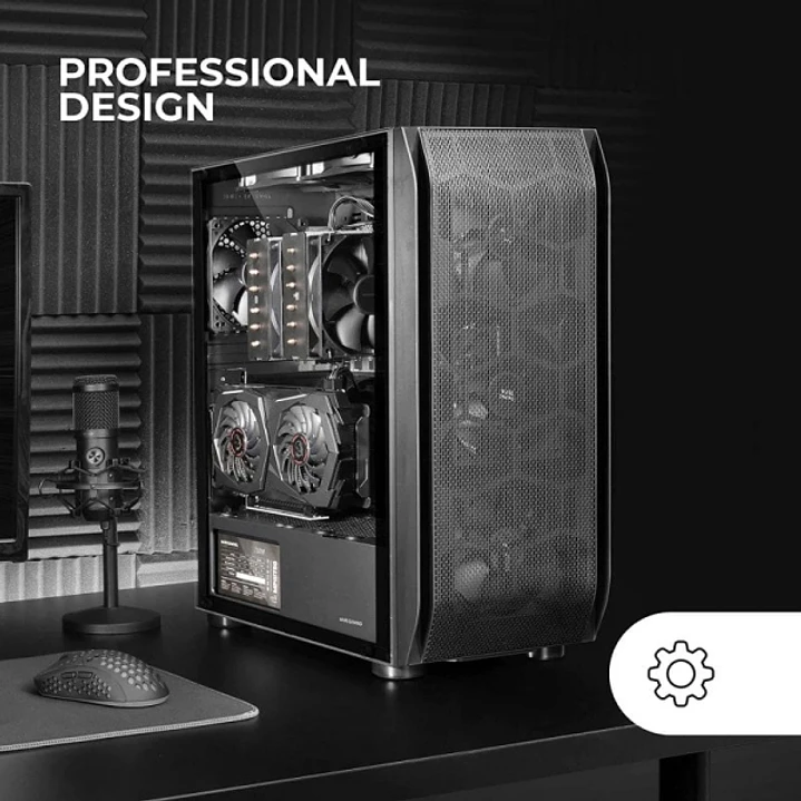 Mars Gaming MC-PRO2 Torre PC - 5 Ventiladores Ultra-Silenciosos - Soporte Refrigeracion Liquida - Ventana Cristal Templado - Color Negro 1