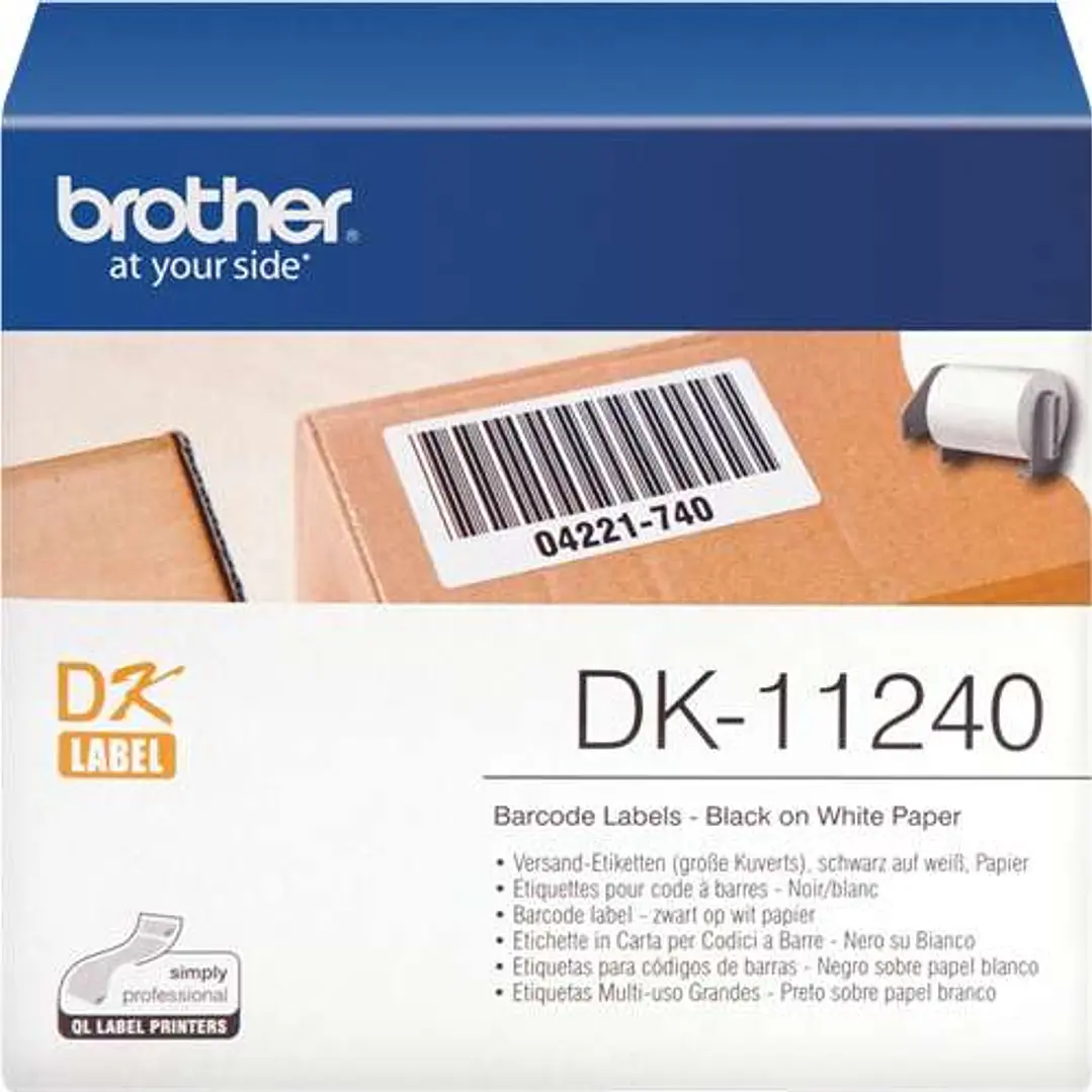 Brother DK11240 - Etiquetas Originales Precortadas Multiproposito Grandes - 102x51 mm - 600 Unidades - Texto negro sobre fondo blanco 1