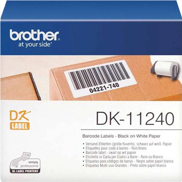Brother DK11240 - Etiquetas Originales Precortadas Multiproposito Grandes - 102x51 mm - 600 Unidades - Texto negro sobre fondo blanco 1