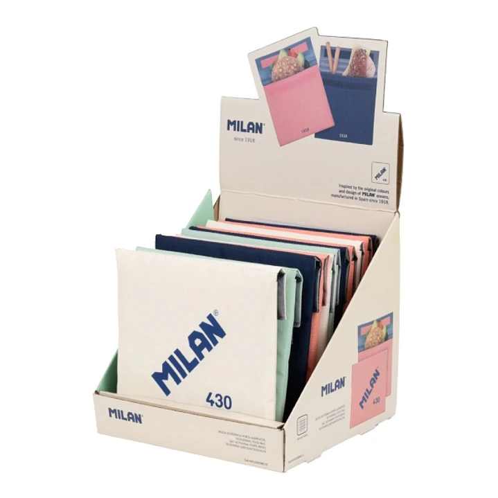 Milan Coleccion 430 Expositor con 12 Bolsas Isotermicas Porta Alimentos 0.3L - Forro Interior Isotermico - Colores Surtidos 1