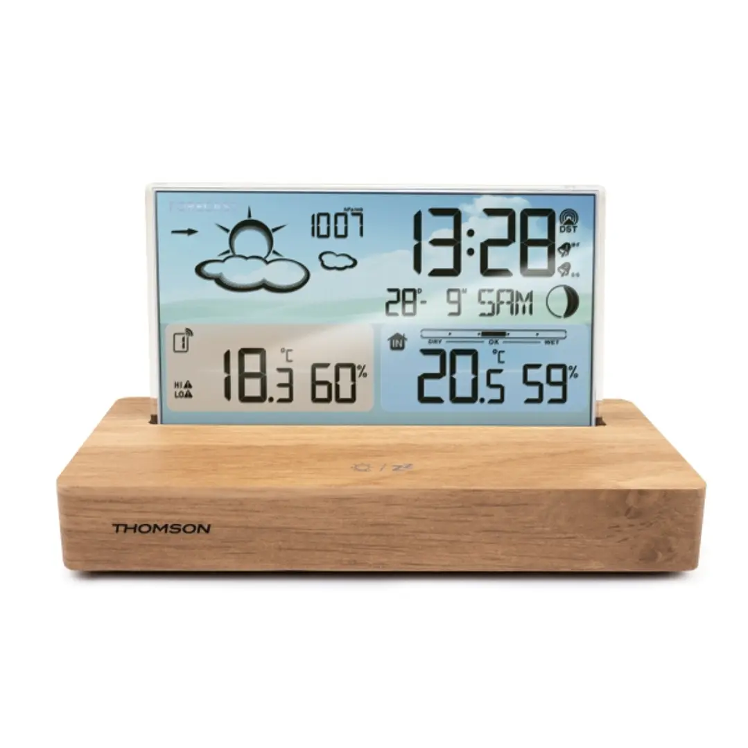 Thomson CT600 Estacion Meteorologica - Reloj Despertador - Color Madera/Blanco 1