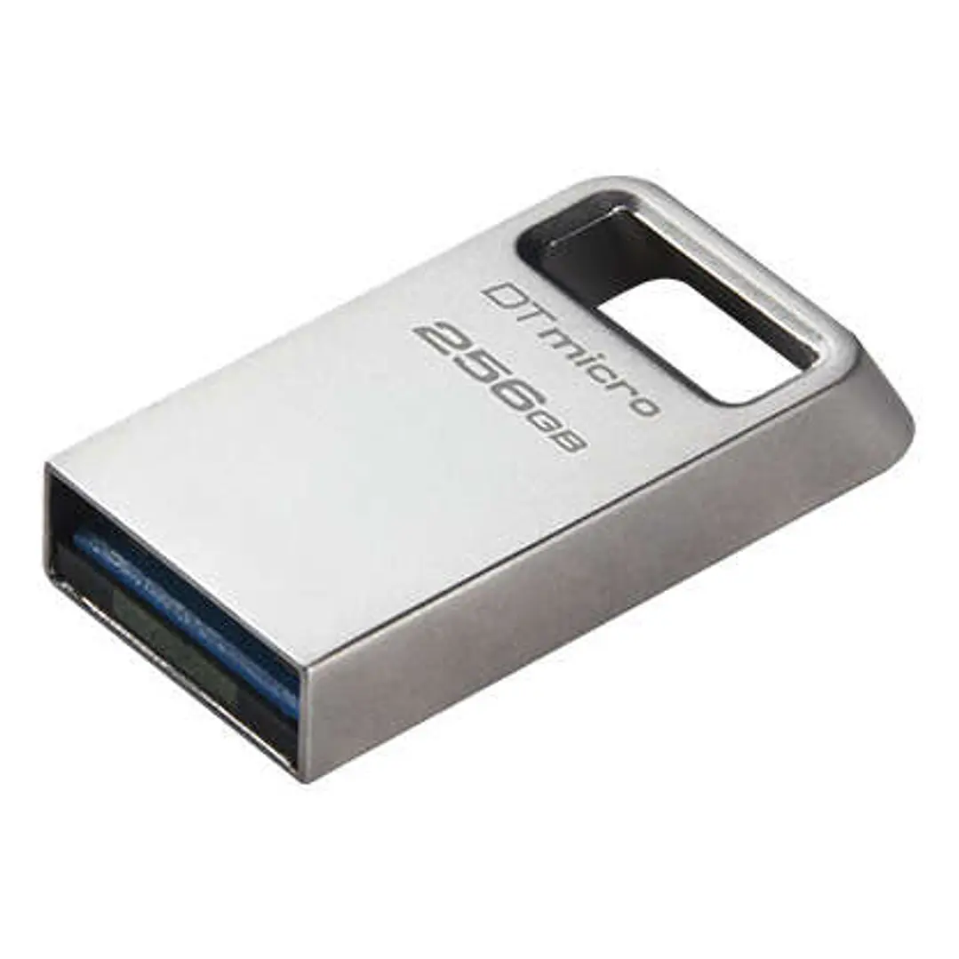 Kingston DataTraveler Micro Memoria USB 256GB - USB 3.2 Gen 1 - Ultracompacta y Ligera - Enganche para Llavero - Cuerpo Metalico (Pendrive) 1