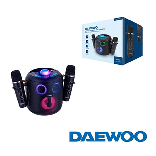 Daewoo DW3008 Altavoz Karaoke Portatil Bluetooth 5.4 de 15W - 2 Microfonos Inalambricos - Luces LED - Radio FM - USB/SD/Aux - Bateria 1800mAh - Carga 