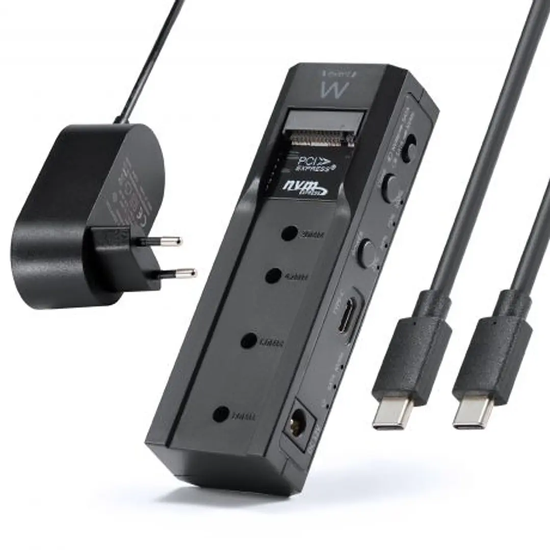 Ewent Clonador Doble Bahia - HDD/NVMe M2 - USB-C 3.2 Gen2 - Indicador LED - Conversor a SATA - Color Negro 1