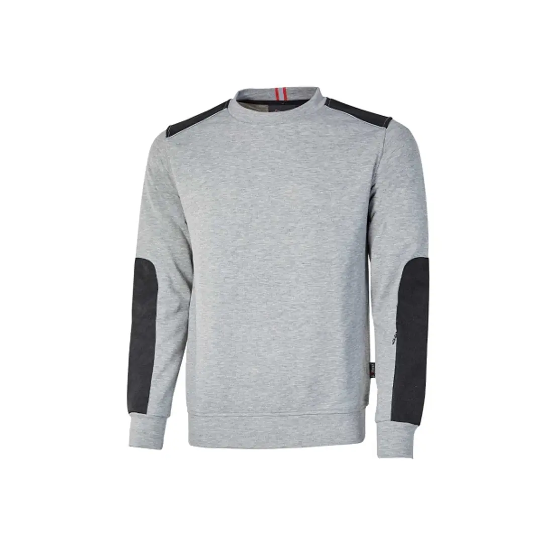 Upower Ryke Sudadera Cepillada Cuello Redondo - Talla 4XL - Bolsillo Antebrazo, Refuerzos Duraderos, Elementos Reflectantes Seguridad - Color Gris Pla 1