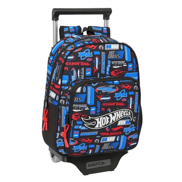 Safta Hot Wheels Mochila con Carro - Portabotellas - Hombreras Acolchadas - Bolsillo Frontal - Asa Superior - Mochila Extraible - Material Resistente  1