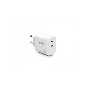 Urban Factory Potencia Cargador USB-C GaN de 65W - 1 Puerto USB-C de 45W + 1 Puerto USB-C de 20W - Color Blanco