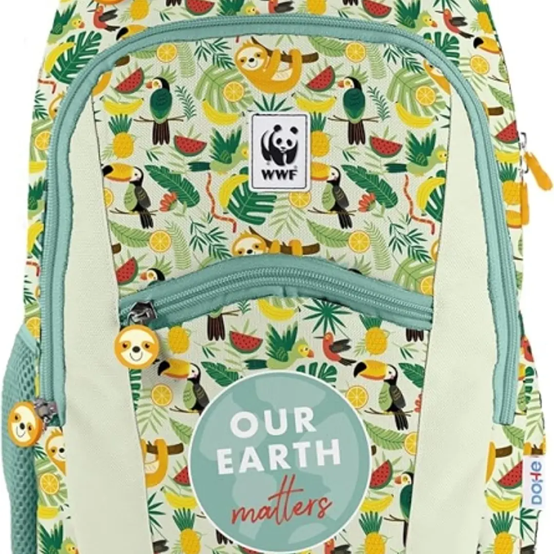 Dohe WWF Tropic Mochila Escolar - Compartimento Principal con Bolsillo Acolchado - Bolsillos Laterales para Bebidas - Espalda Acolchada - Doble Asa Su 1