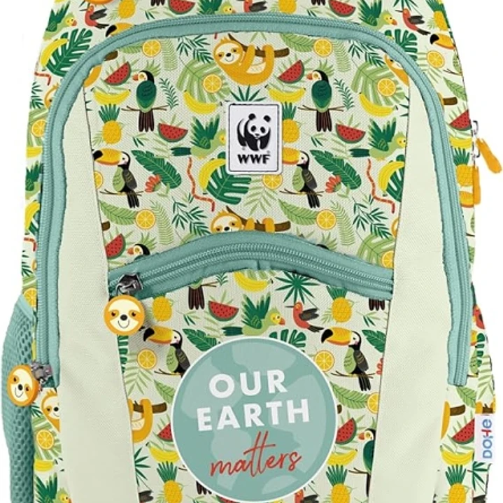 Dohe WWF Tropic Mochila Escolar - Compartimento Principal con Bolsillo Acolchado - Bolsillos Laterales para Bebidas - Espalda Acolchada - Doble Asa Su 1