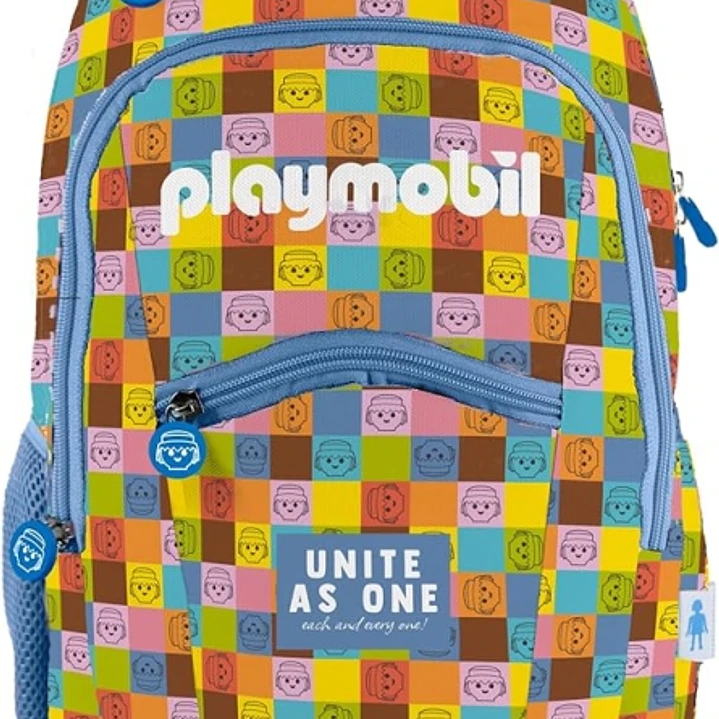 Dohe Playmobil Unite As One Mochila Escolar - Compartimento Principal con Bolsillo Acolchado - Bolsillos Laterales para Bebidas - Espalda Acolchada -  1