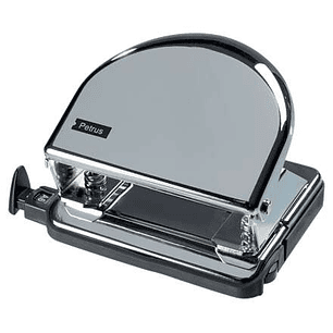 Petrus 52C Taladro Perforador Metalico - Hasta 20 Hojas - Marcas de Formato - Vaciado Facil - Punzones 5.5mm - Color Cromado