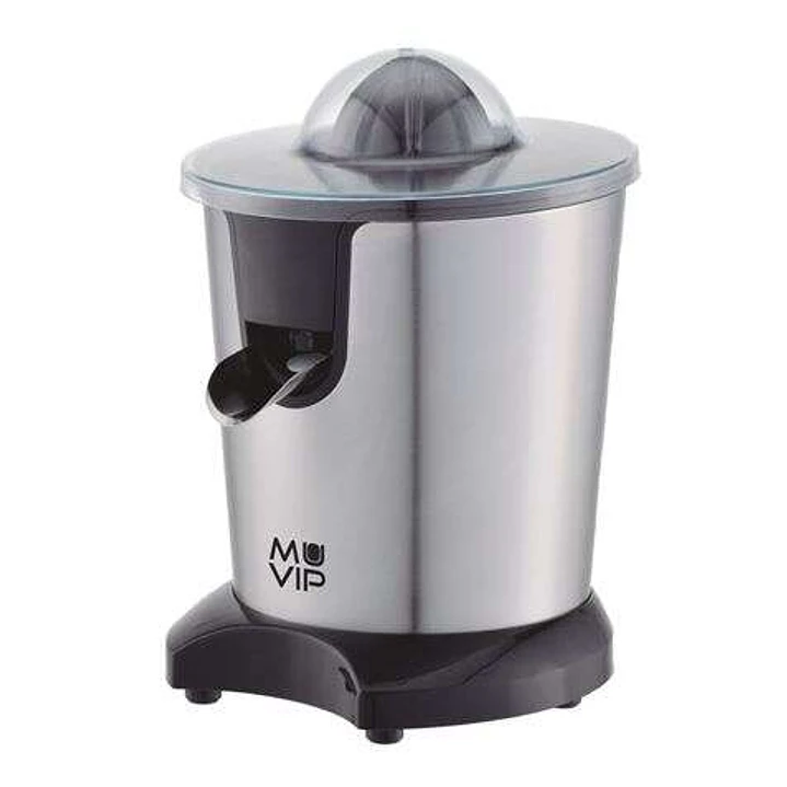 Muvip Exprimidor Electrico Inox 600W - Cuerpo y Filtro de Acero Inoxidable - Sistema Antigoteo - 2 Tamaños de Conos 1