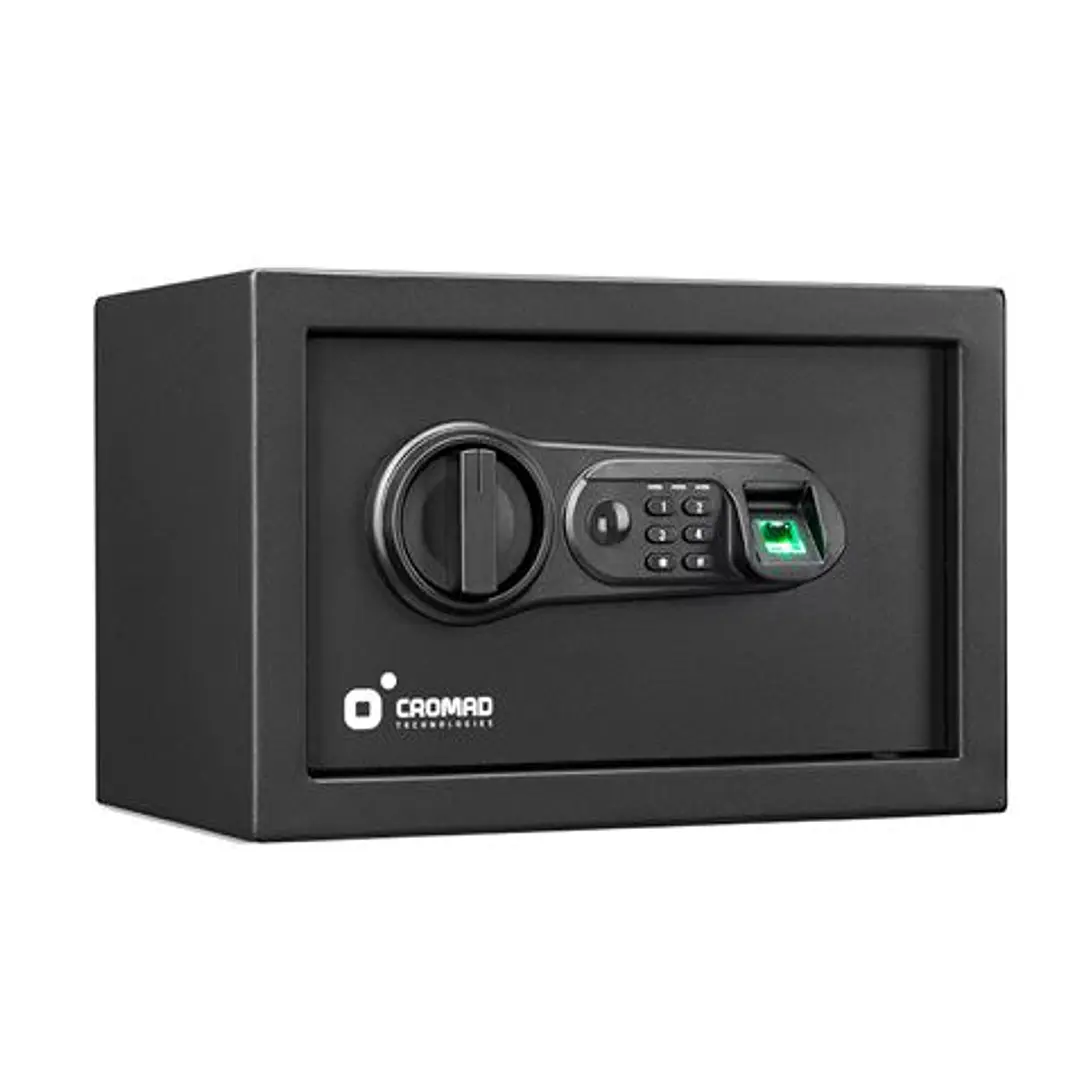 Cromad Caja Fuerte Electronica - Alto Nivel de Seguridad - De 4 a 8 Digitos - Huella Dactilar - Bisagras Ocultas - Incluye Llave de Emergencia - 200x3 1