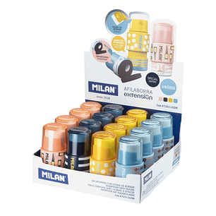 Milan Extension Swims Expositor con 16 Afilaborra - Deposito Integrado - Cuchilla de Acero de Seguridad - Color Amarillo