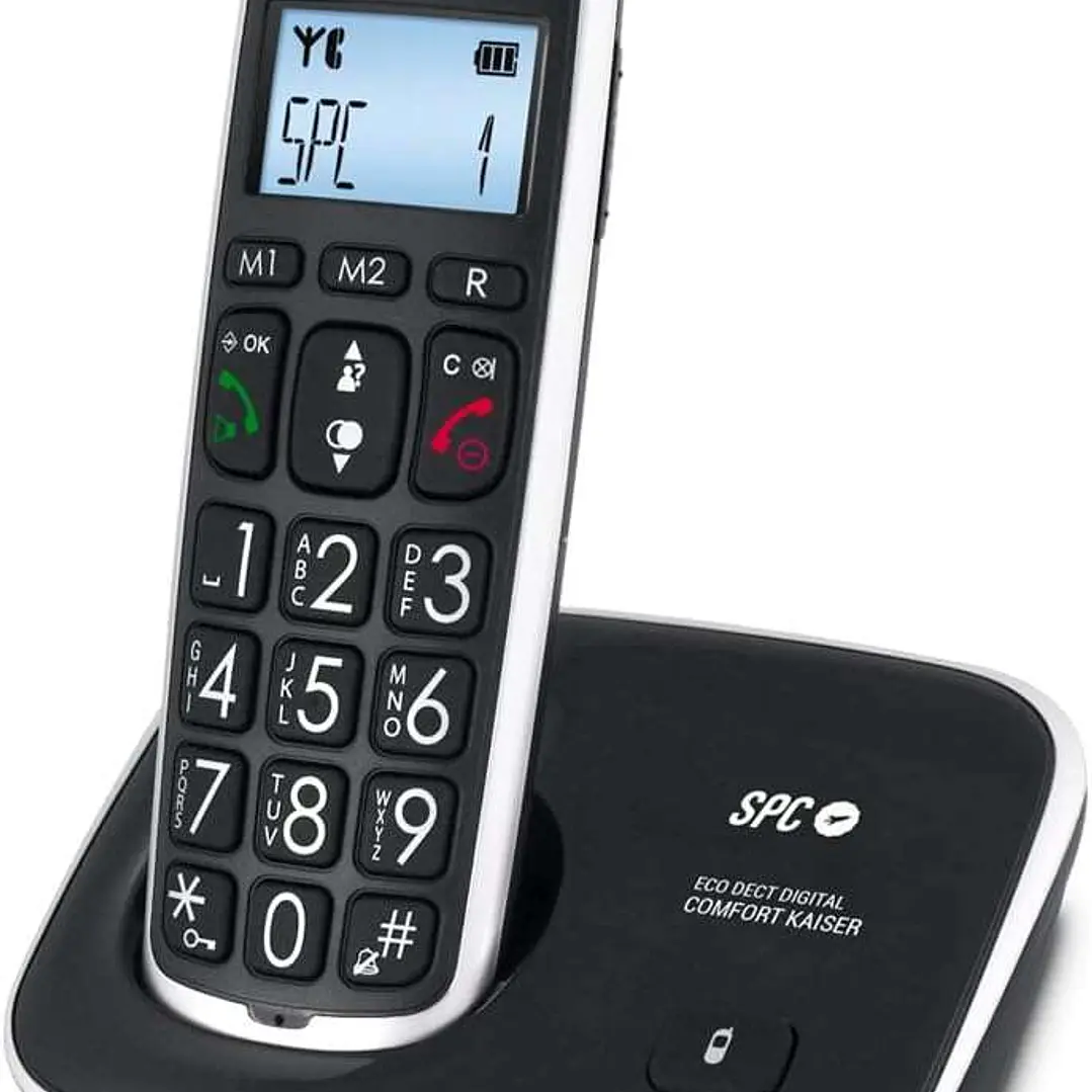 SPC Telefono Fijo Inalambrico para Mayores - Teclas y Numeros Extragrandes - Volumen de Auricular Amplificado - Agenda y 2 Memorias Directas - Identif 1