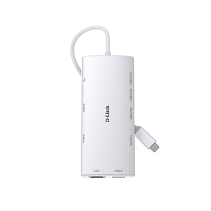 D-Link DUP-A01 Hub USB-C 10 en 1 - 3x USB-C, 2x USB-A, 2x HDMI 4K, 1x RJ45, 1x Lector SD, 1x Lector MicroSD, 100W - Color Blanco