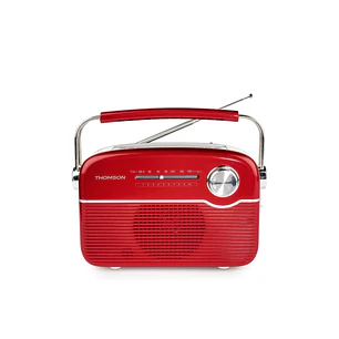 Thomson Radio Solar Portatil Retro RTS450BT - FM - Carga por Energia Solar o USB-C - Antena Telescopica - Bluetooth - Color Rojo
