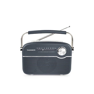 Thomson Radio Solar Portatil Retro RTS450BT - FM - Carga por Energia Solar o USB-C - Antena Telescopica - Bluetooth - Color Negro