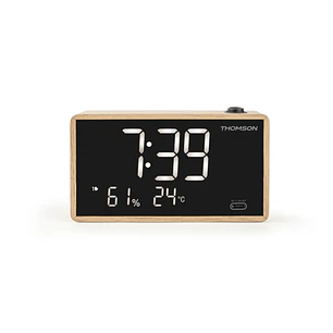 Thomson Radio Reloj Despertador con Proyeccion - Doble Alarma - Angulo Proyeccion Ajustable - Atenuador de Luz - Color Negro