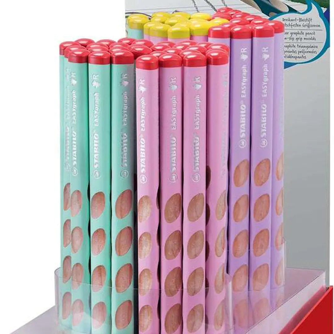 Stabilo Easygraph Pastel Expositor de 60 Lapices de Grafito - Mina HB de 3.15mm - Diseño Ergonomico - Colores Surtidos 1