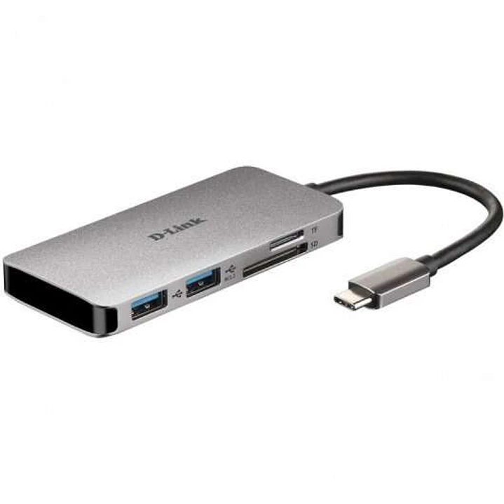 D-Link Hub USB-C 6 en 1 Lector SD, MicroSD, HDMI 4K, USB-C, 2x USB 3.0 1