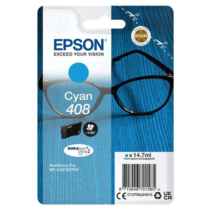 Epson 408 Cyan Cartucho de Tinta Original - C13T09J24010 1