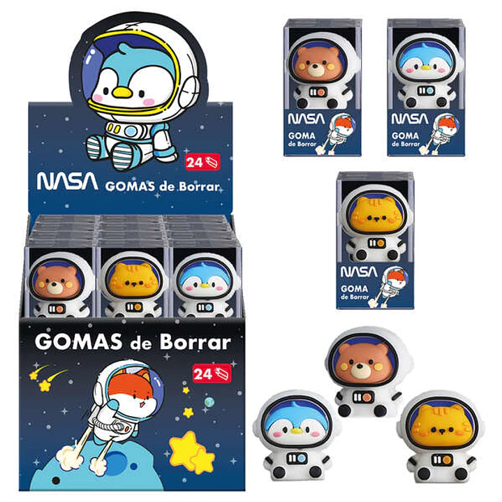 Dohe Expositor de 24 Gomas de Borrar - Fabricadas en PVC - Con Forma de Astronautas-Animales 1
