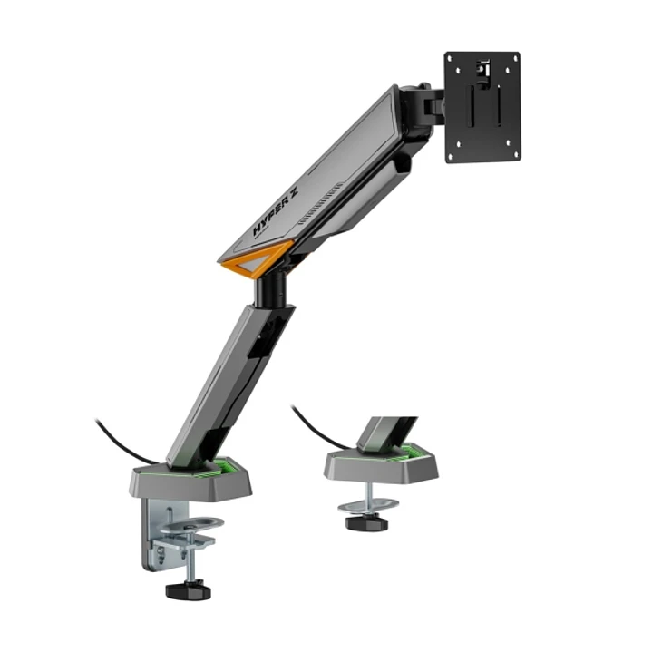 Aisens Soporte de Mesa RGB Gaming Contrapeso Giratorio e Inclinable Para Monitor-TV 16kg -3 Pivotes - 1 Brazo - 17