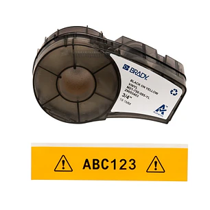 Brady M21-750-595-YL Cinta de Etiquetas Original Vinilo - Texto Negro sobre Fondo Amarillo - Ancho 19,05mm x 6,40m