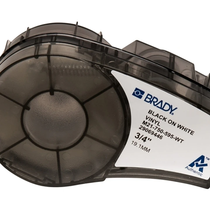 Brady M21-750-595-WT Cinta de Etiquetas Original Vinilo - Texto Negro sobre Fondo Blanco - Ancho 19,05mm x 6,4m 1