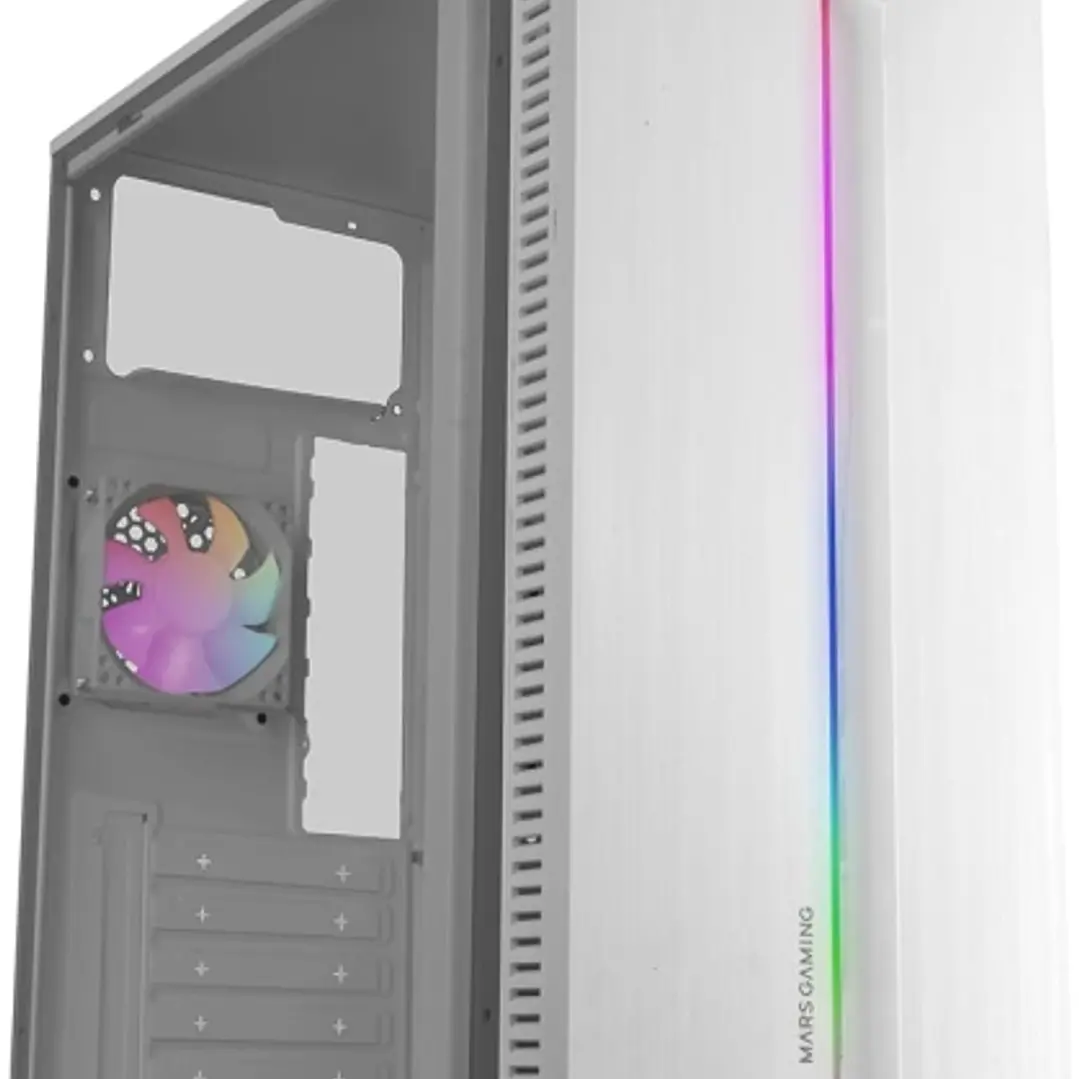 Mars Gaming MC-BLAZE Caja Torre ATX - Ventilador Trasero FRGB - Ventana Lateral de Cristal Templado - Tira Frontal LED - 7 Ranuras de Expansion - 370x 1