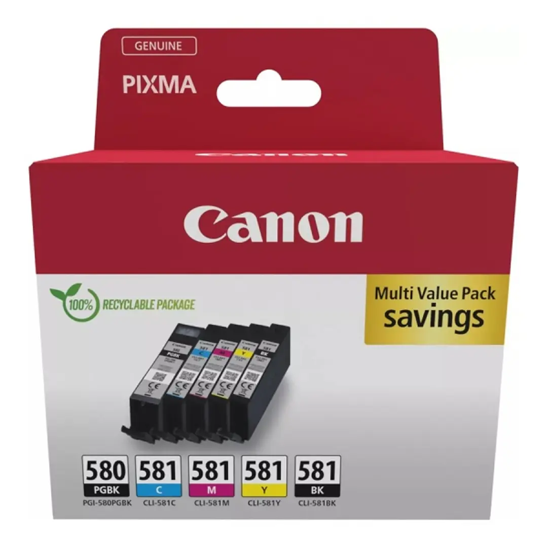 Canon PGI580/CLI581 Pack de 5 Cartuchos de Tinta Originales - 2078C007 1