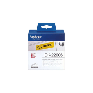Brother DK22606 - Etiquetas Originales de Tamaño personalizado - Ancho 62mm x 15,24 metros - Texto negro sobre fondo amarillo