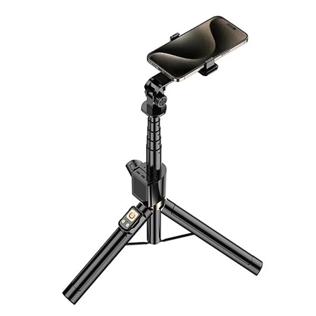 XO SS23 Tripode + Palo Selfie - Mando a Distancia Bluetooth - LEDs Laterales Incluidos - Color Negro 1