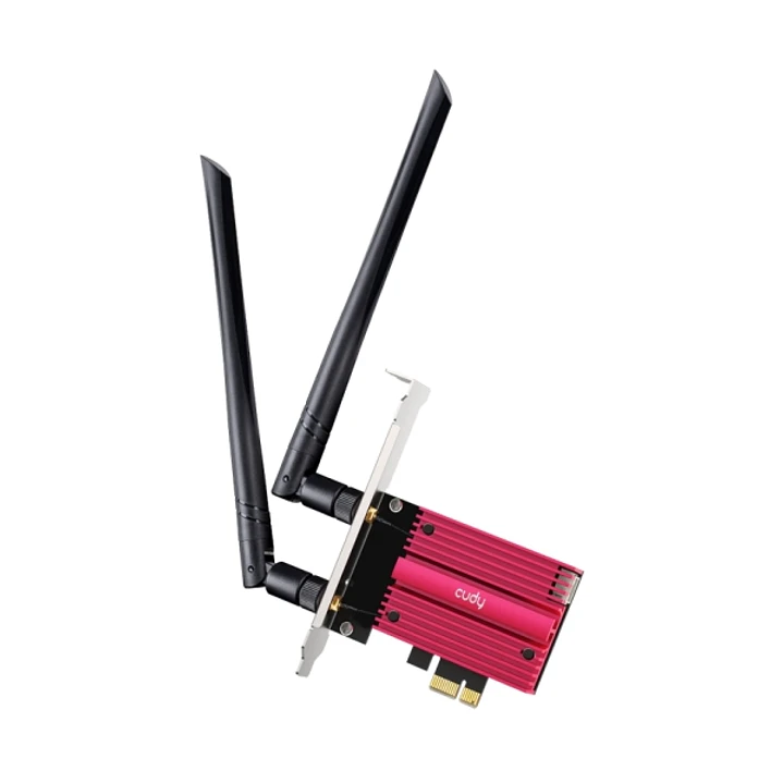 Cudy Adaptador de Red PCIe Tribanda WiFi 7 BE9300 - Bluetooth 5.4 - Disipador Termico - Color Negro/Rojo 1