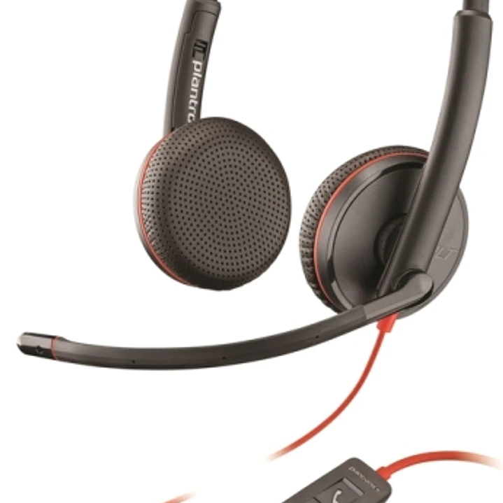 HP Poly Blackwire 3225 Auriculares con Microfono USB/Jack 3.5mm - Almohadillas Acolchadas - Controles en Cable - Color Negro 1