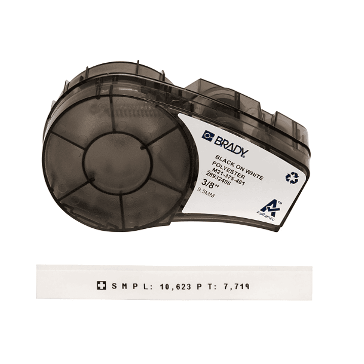 Brady M21-375-461-AW Cinta de Etiquetas Original Poliester - Texto Negro sobre Fondo Blanco - Ancho 9.53mm x 6,40m 1