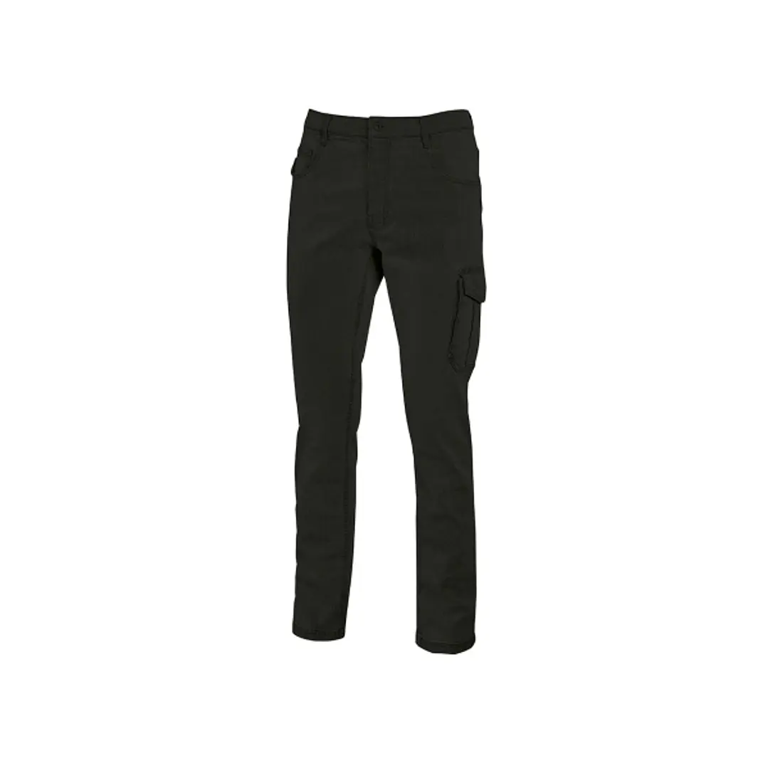 Upower Jam Pantalon Vaquero Elastico - Talla S - Ajuste Slim Fit, 5 Bolsillos, Bolsillo Lateral Grande, Proteccion DPI1 - Color Negro Carbon 1