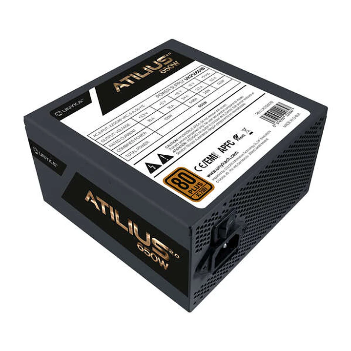 Unykach Atilius 2.0 Black 650W 80 Plus Bronze Fuente de Alimentacion 650W ATX 2.3 - APFC - Ventilador 120mm 1